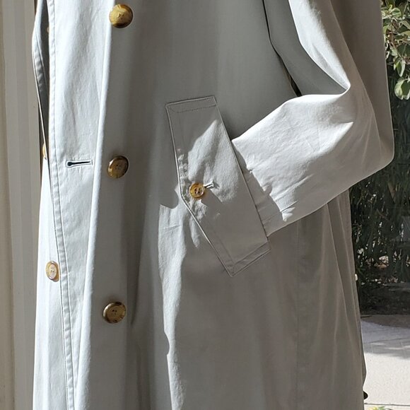 BURBERRYS X-LONG COTTON BLEND TRENCH COAT - LIGHT SAGE GREEN - - Picture 10 of 14